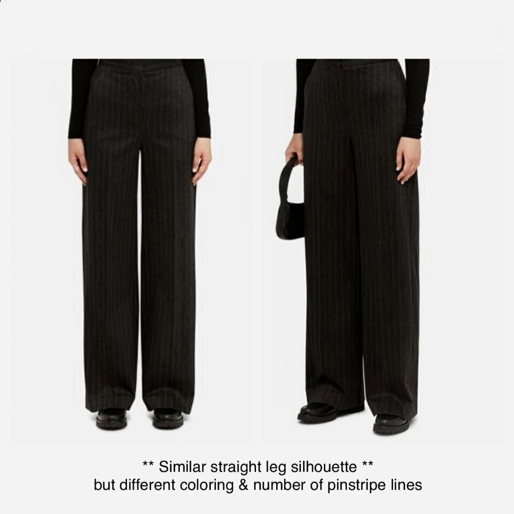 MaxMara‎ Black Brown Pinstripes High Rise Straight Leg Trouser Dress Pant Sz 6